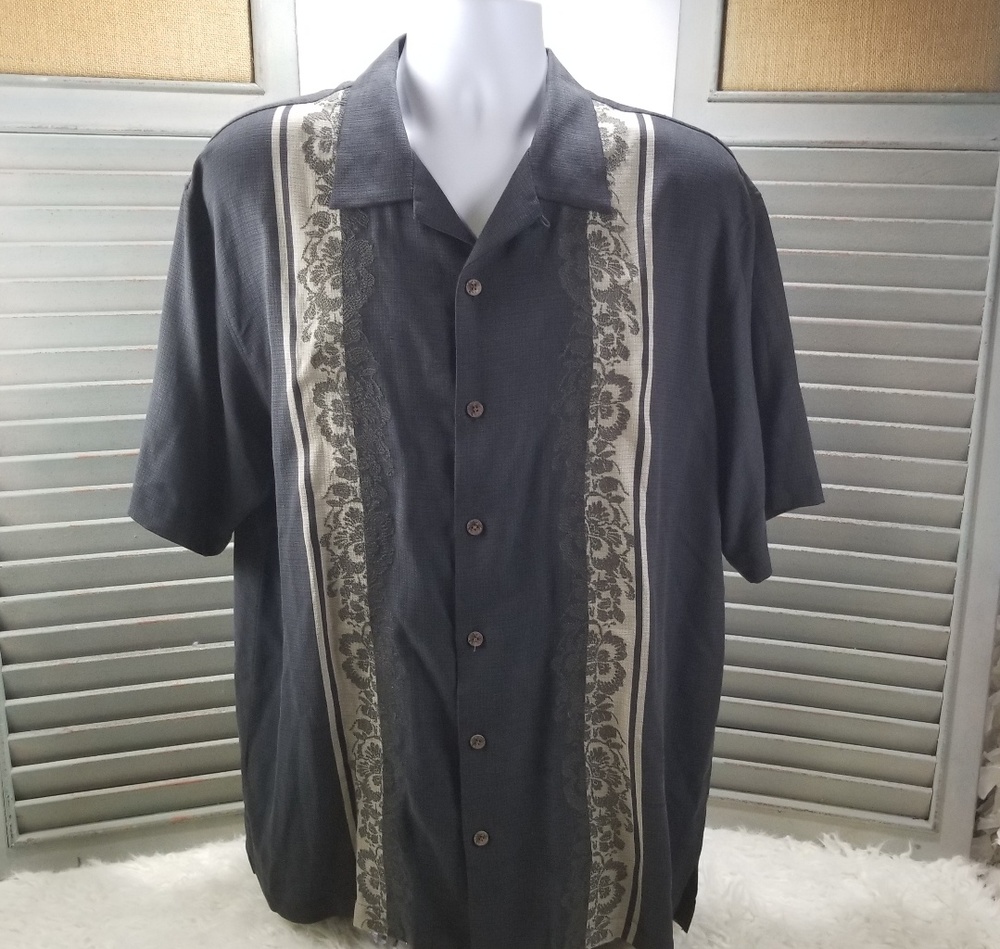 Tommy Bahama Black Button Down Sz Large